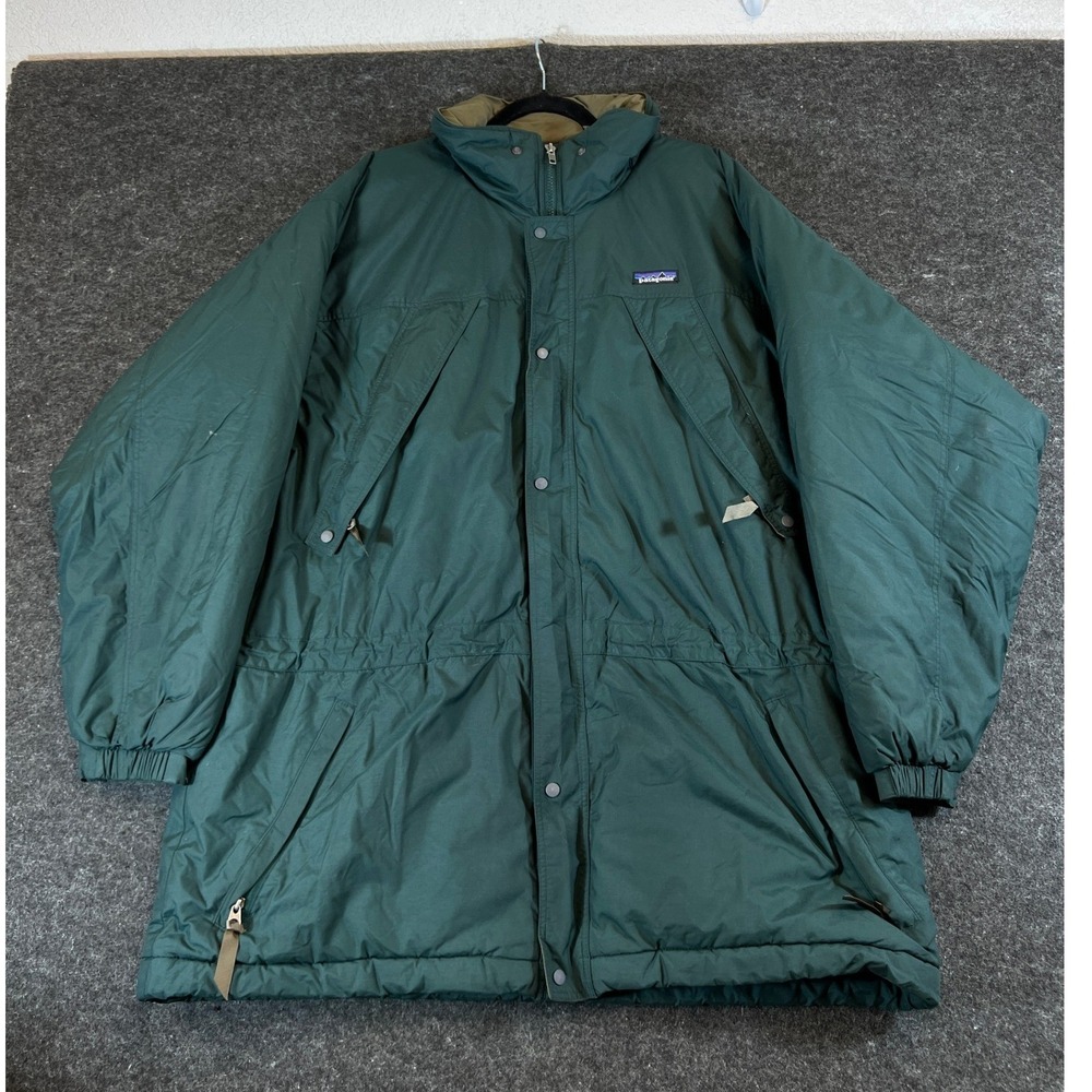Vintage 90s Patagonia Insulated Parka Jacket Mens Large Green Winter Coat 28350